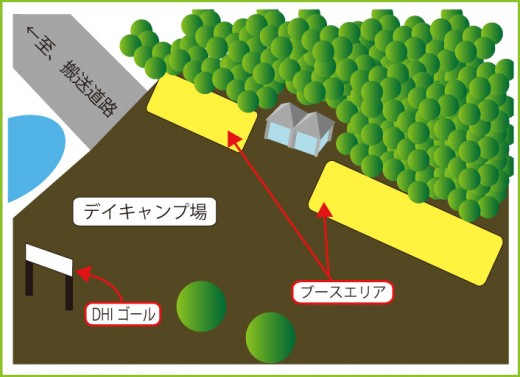 2013年度マウンテンバイク全日本選手権大会会場　DHIエリアブースレイアウト